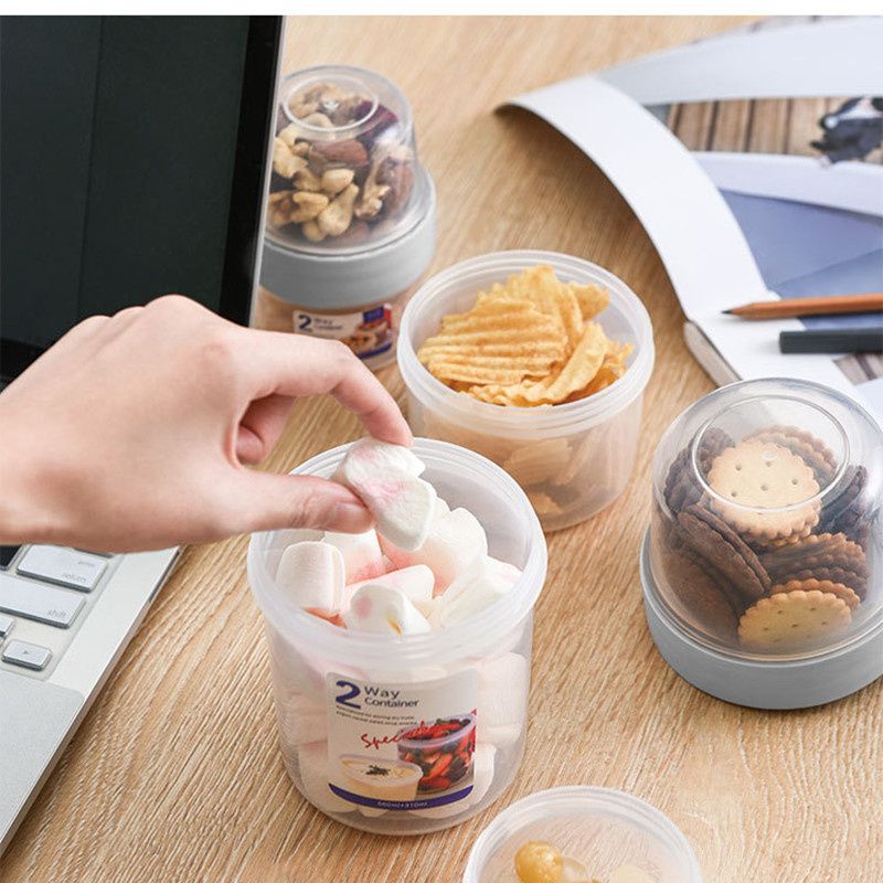 Double-layer Transparent Sealed Box Leak-Proof Food Storage Plastic Containers for Nuts Grains Fruit Snack White big image 15