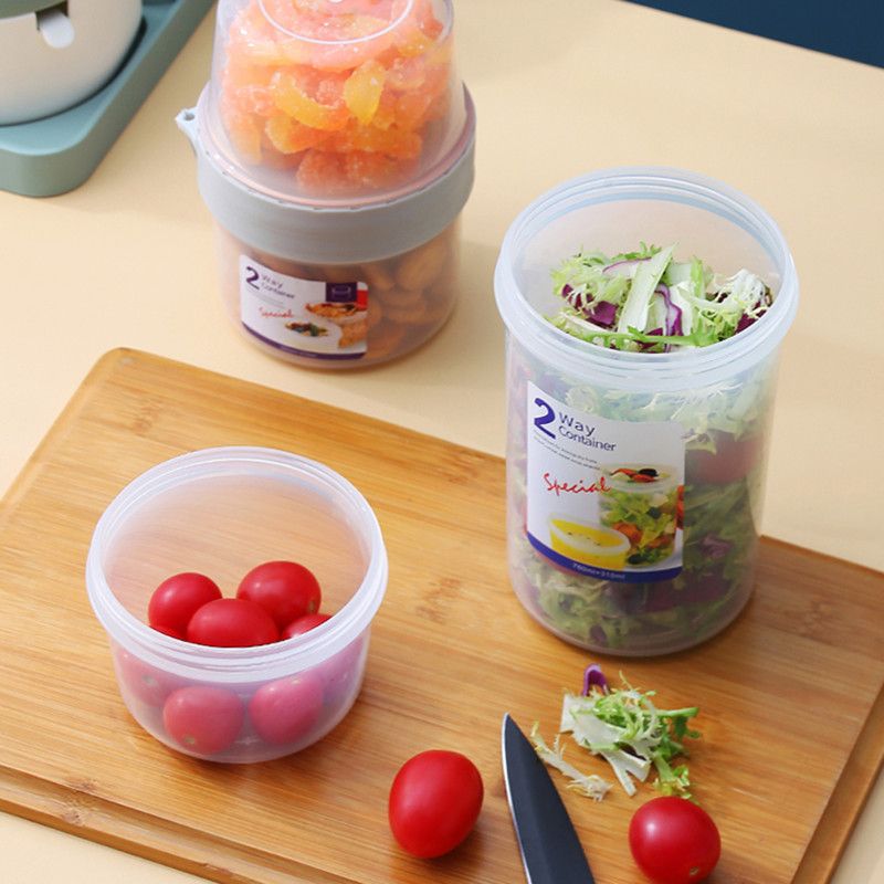 contenitori di plastica a tenuta stagna per alimenti a tenuta stagna a doppio strato per frutta a guscio, cereali, snack Bianco big image 8