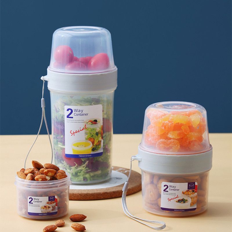 Double-layer Transparent Sealed Box Leak-Proof Food Storage Plastic Containers for Nuts Grains Fruit Snack White big image 24