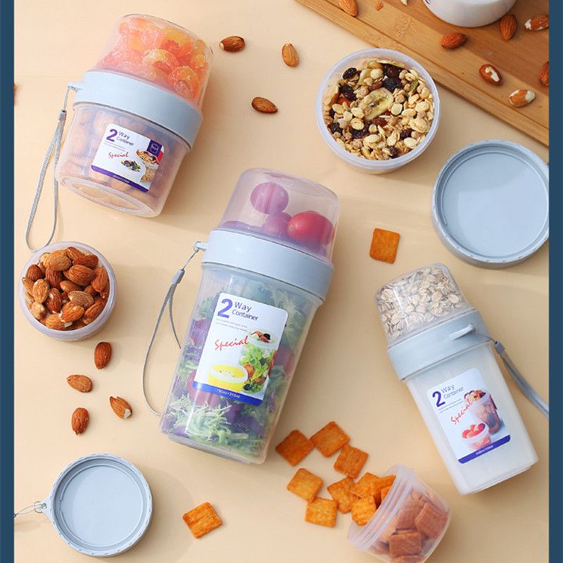Double-layer Transparent Sealed Box Leak-Proof Food Storage Plastic Containers for Nuts Grains Fruit Snack White big image 21