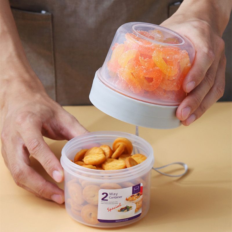 Double-layer Transparent Sealed Box Leak-Proof Food Storage Plastic Containers for Nuts Grains Fruit Snack White big image 25