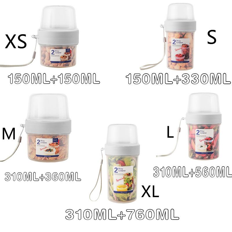 Double-layer Transparent Sealed Box Leak-Proof Food Storage Plastic Containers for Nuts Grains Fruit Snack White big image 16