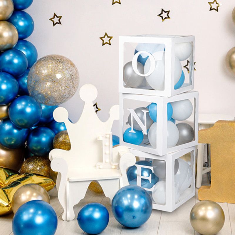 Caixas de chá de bebê de 3/4 caixas para decoração de festa caixas de balões transparentes com letras blocos transparentes individuais para chás de panela de revelação de gênero Branco big image 19
