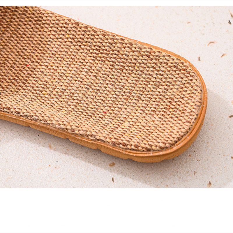 Women Flax Slippers Breathable Lightweight Tatami Slippers Open Toe Red big image 3