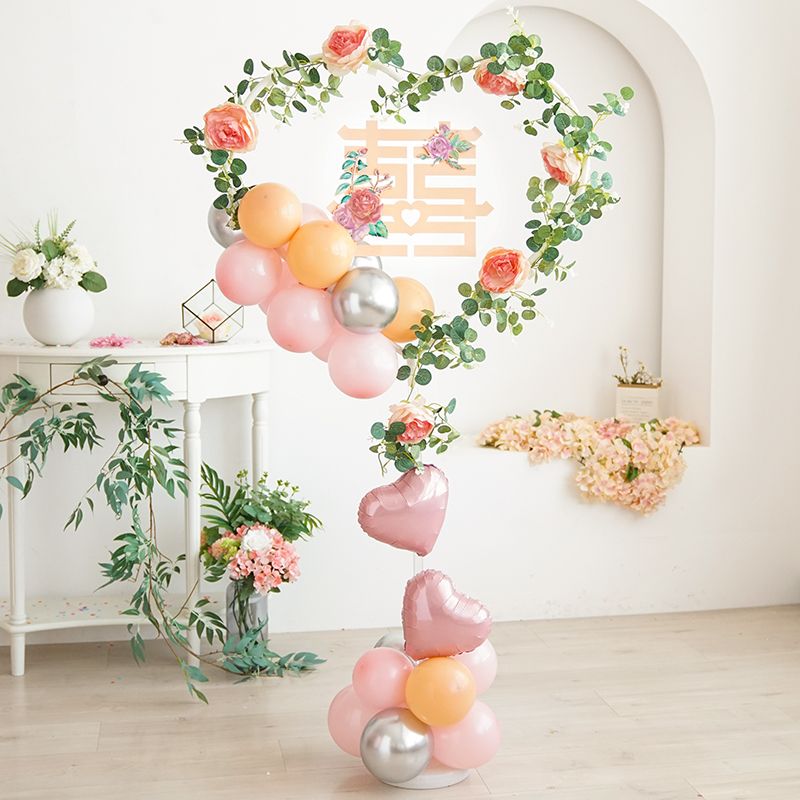 16pcs/set Heart Balloon Arch Kit Balloon Stand Column for Party Background Decor (Without Balloons) White