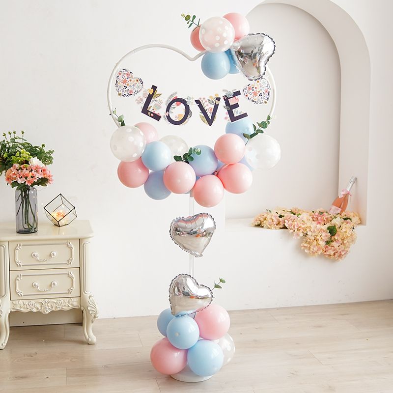 16 pçs/conjunto kit de arco de balão de coração coluna de suporte de balão para decoração de fundo de festa (sem balões) Branco big image 7