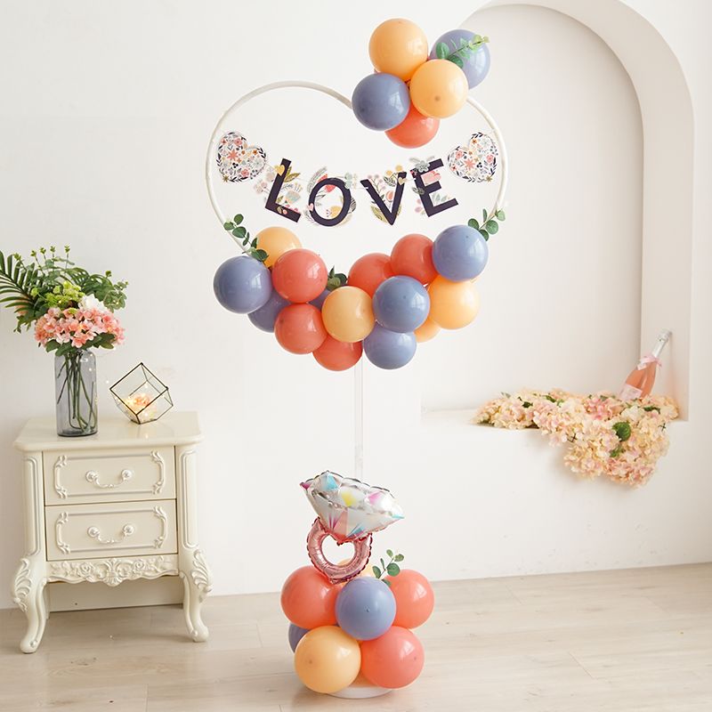 16 pçs/conjunto kit de arco de balão de coração coluna de suporte de balão para decoração de fundo de festa (sem balões) Branco big image 8