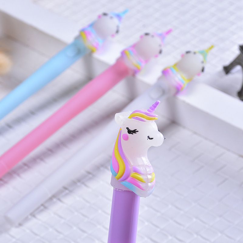 4-pack Creative Cartoon Unicorn Gel Pen Lighted Gel Ink Pen Student School Stationery Office Supplies White big image 6