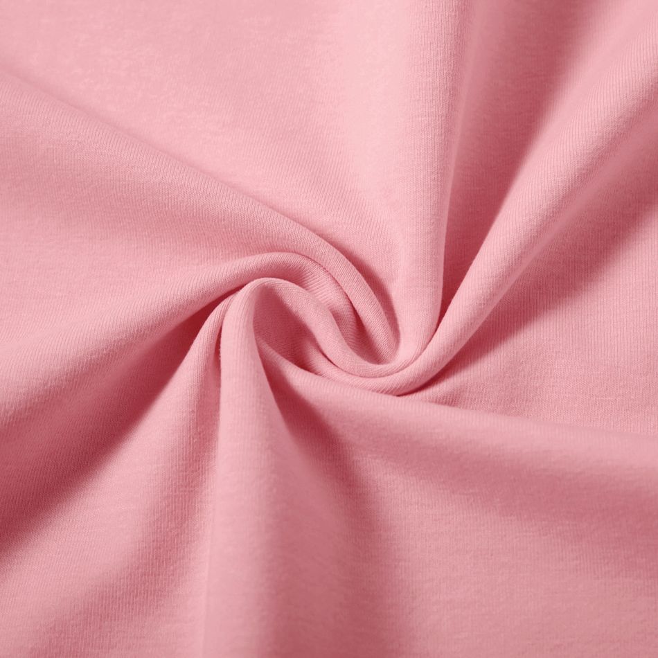 Kid Girl Letter Print Cotton Crop Hooded Sweatshirt Pink big image 6