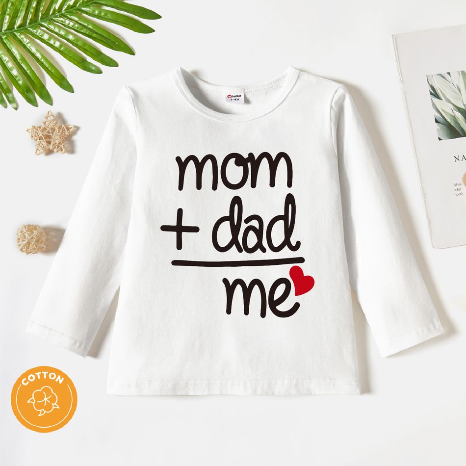 Toddler Boy Playful Letter Print Long-sleeve White Tee White