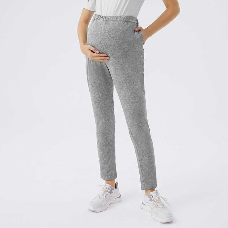 Maternity Pure Color Dual Pocket Casual Pants Grey