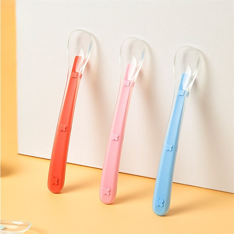 Baby Silicone Soft Spoons Training Feeding for Kids Toddlers Children and Infants Dark Pink big image 4