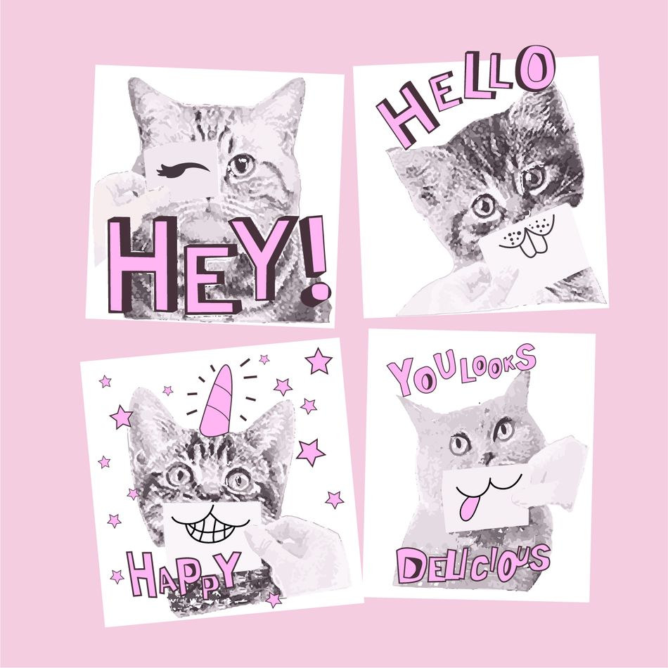 Kid Girl Letter Animal Cat Print Ruffled Short-sleeve Pink Cotton Tee Light Pink big image 3