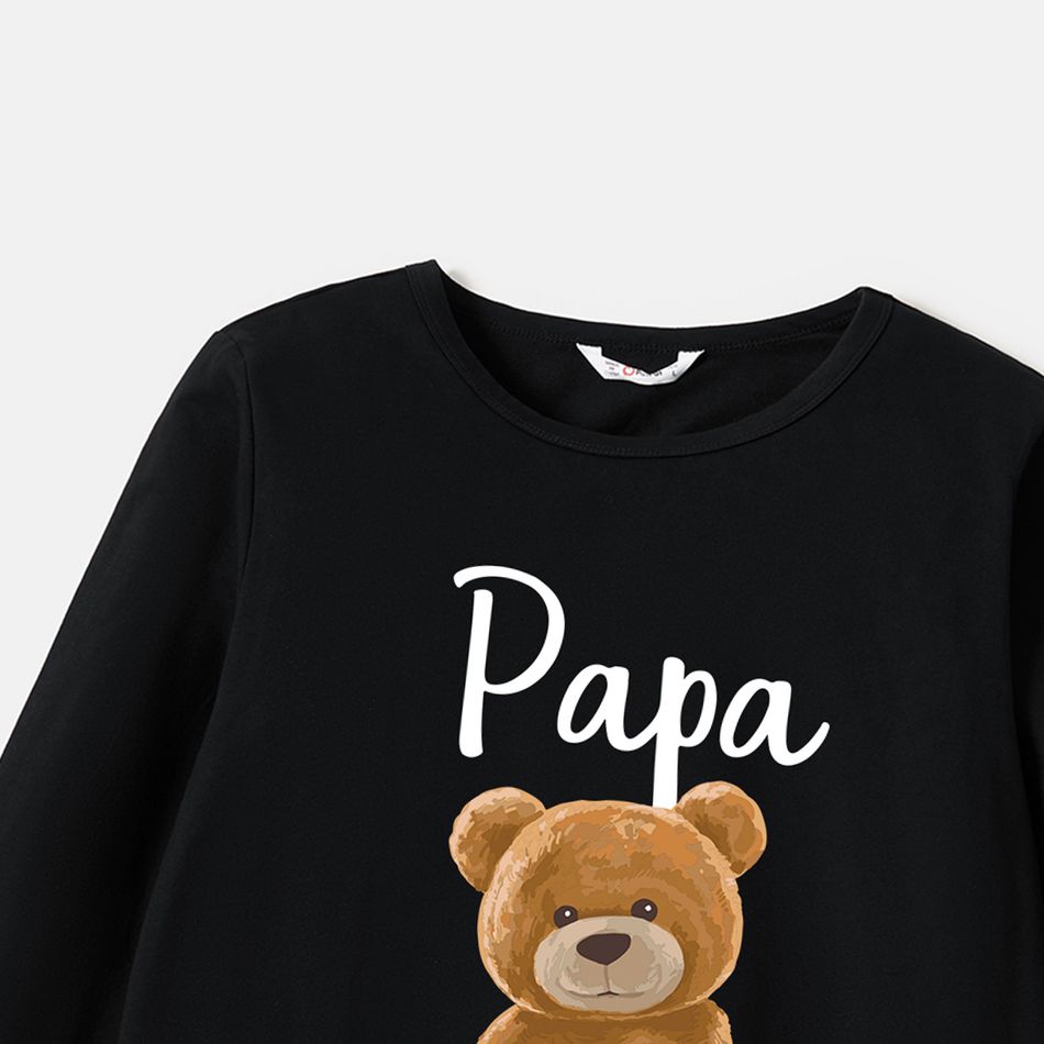 Family Matching 100% Cotton Long-sleeve Cartoon Bear & Letter Print Pullover Sweatshirts Color block big image 3