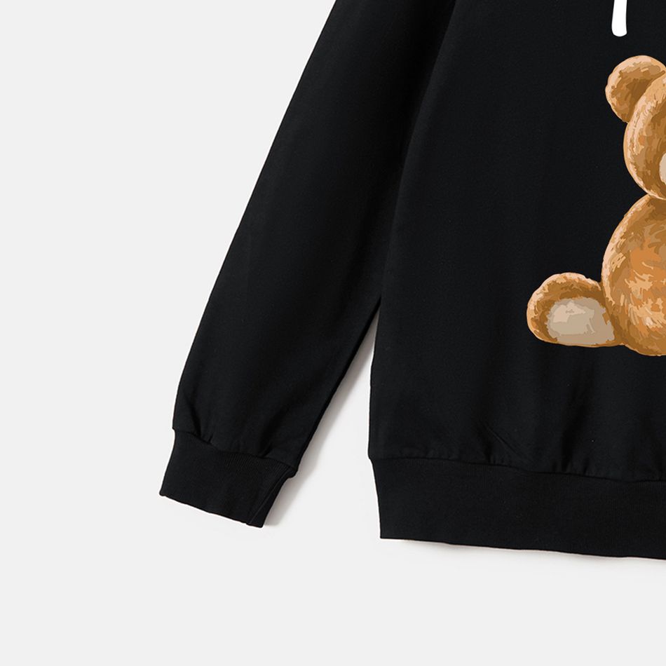 Family Matching 100% Cotton Long-sleeve Cartoon Bear & Letter Print Pullover Sweatshirts Color block big image 4