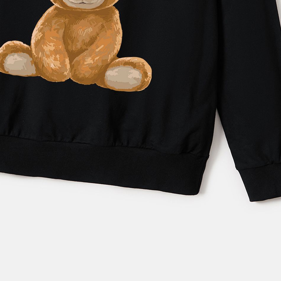 Family Matching 100% Cotton Long-sleeve Cartoon Bear & Letter Print Pullover Sweatshirts Color block big image 9