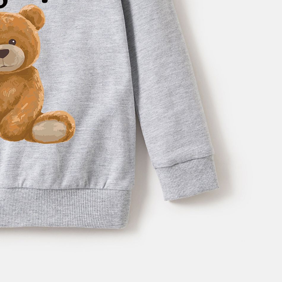 Family Matching 100% Cotton Long-sleeve Cartoon Bear & Letter Print Pullover Sweatshirts Color block big image 7