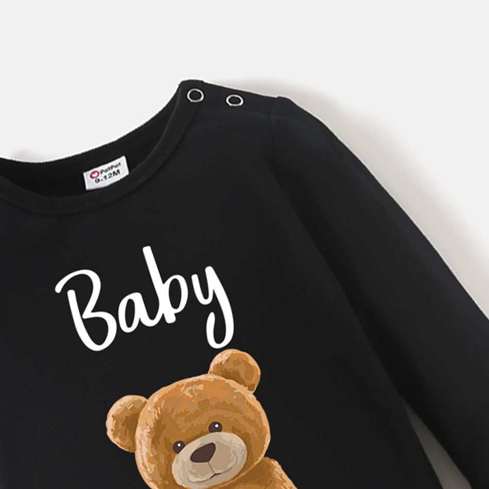 Family Matching 100% Cotton Long-sleeve Cartoon Bear & Letter Print Pullover Sweatshirts Color block big image 11