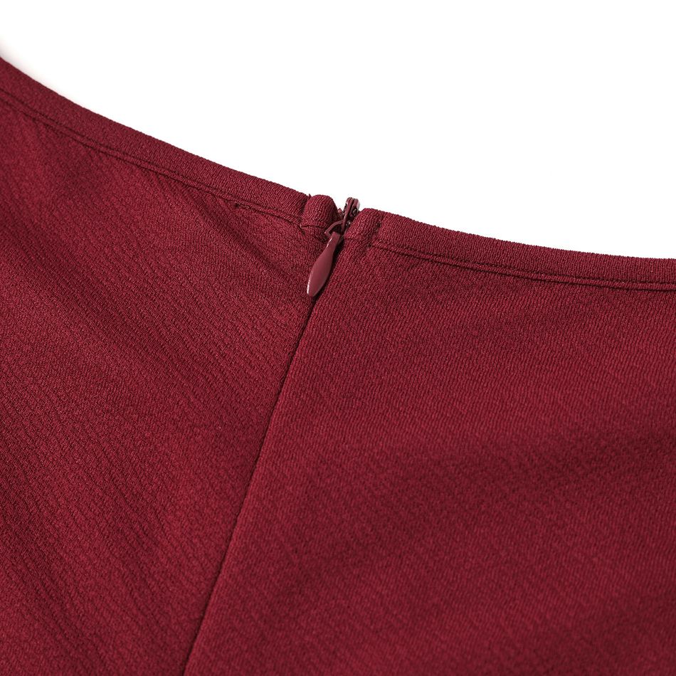 Manga comprida Vestidos Mãe e eu vermelho escuro big image 6