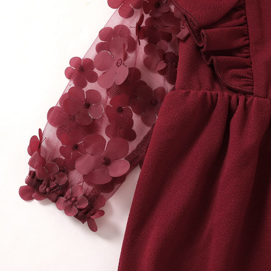 Manga comprida Vestidos Mãe e eu vermelho escuro big image 7