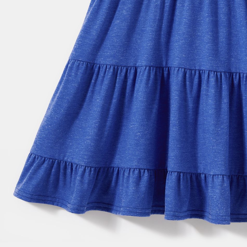 Blue Ruffle Trim Short-sleeve Tiered Dress for Mom and Me Blue big image 5