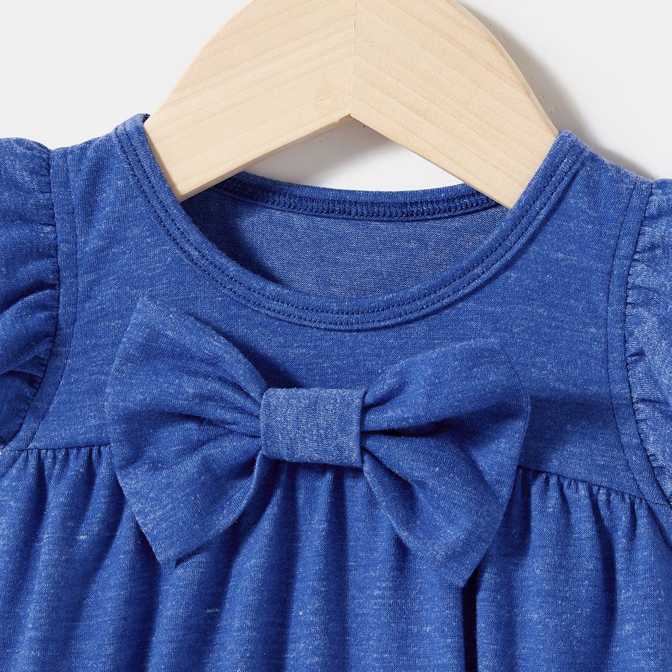 Blue Ruffle Trim Short-sleeve Tiered Dress for Mom and Me Blue big image 8