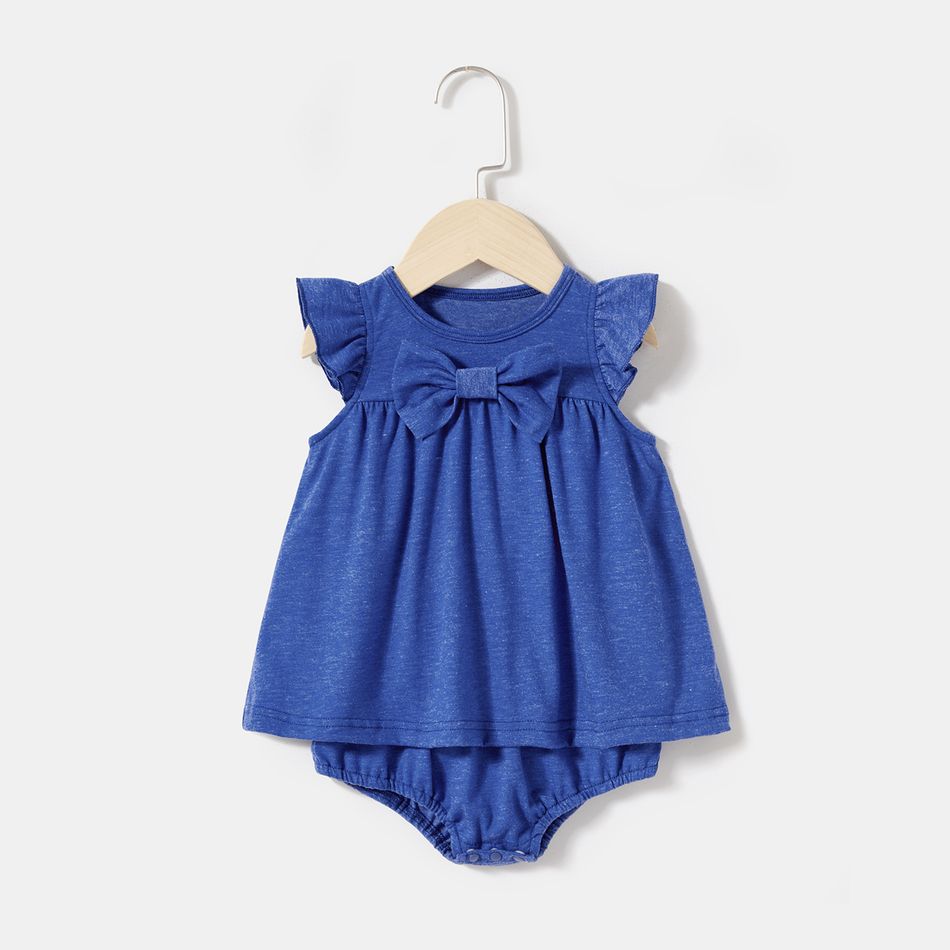 Blue Ruffle Trim Short-sleeve Tiered Dress for Mom and Me Blue big image 7