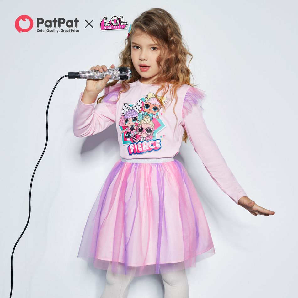 L.O.L. SURPRISE! Kid Girl 2-piece Graphic Tee and Mesh Skirt Set Pink big image 3