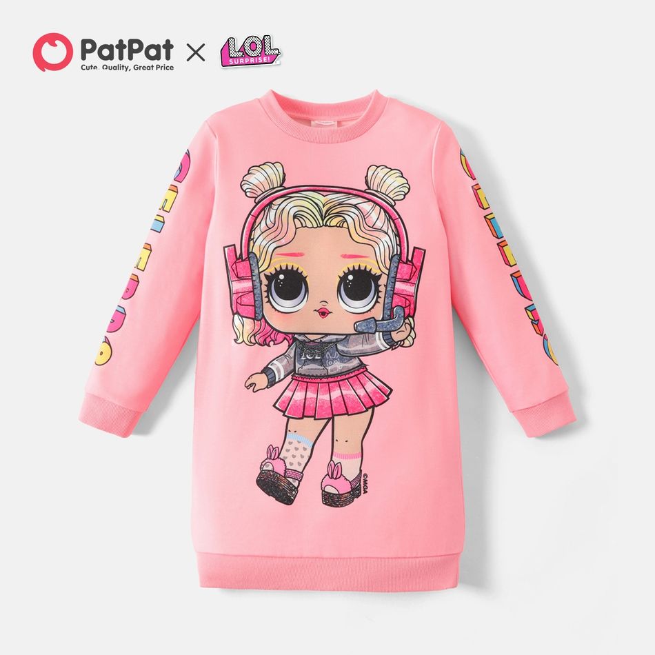 L.O.L. SURPRISE! Kid Girl Character Print Sweatshirt Dress Pink