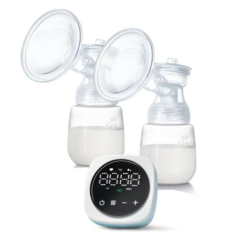 Portable Electric Breast Pump with LED Touch Screen for Breast Milk Suction and Breast Massage Blue big image 1