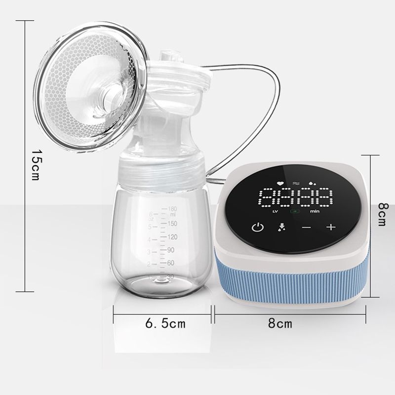 Portable Electric Breast Pump with LED Touch Screen for Breast Milk Suction and Breast Massage Blue big image 2