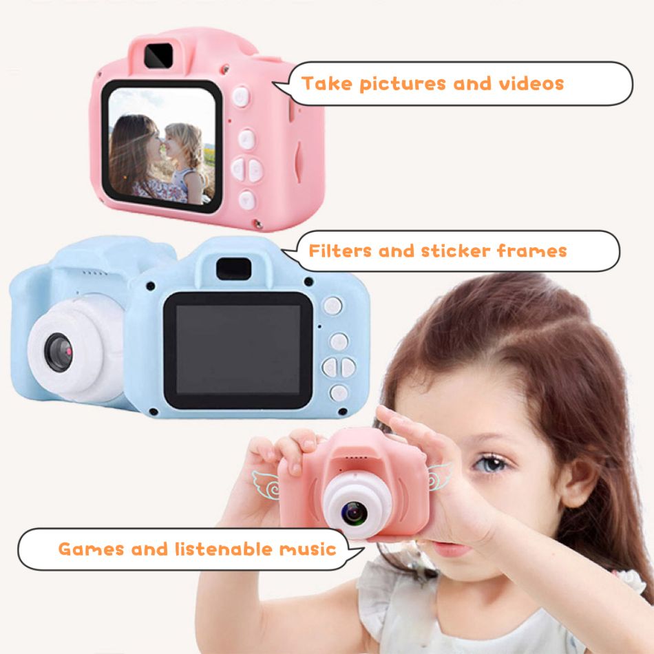 كاميرا أطفال 1300 واط عالية الدقة قابلة لإعادة الشحن كاميرا فيديو رقمية مع بطاقة ذاكرة 32 جيجابايت هدايا للأطفال زهري big image 7