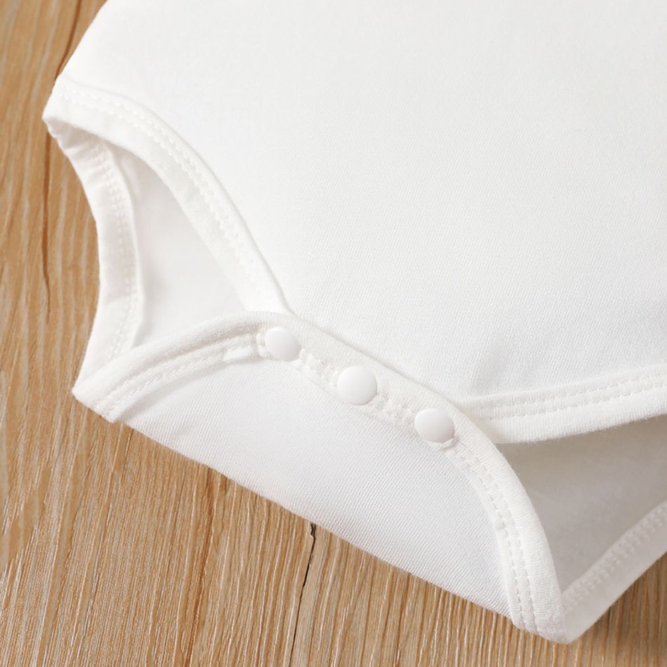 Baby Girl 95% Cotton Long-sleeve Dinosaur & Letter Print White Romper White