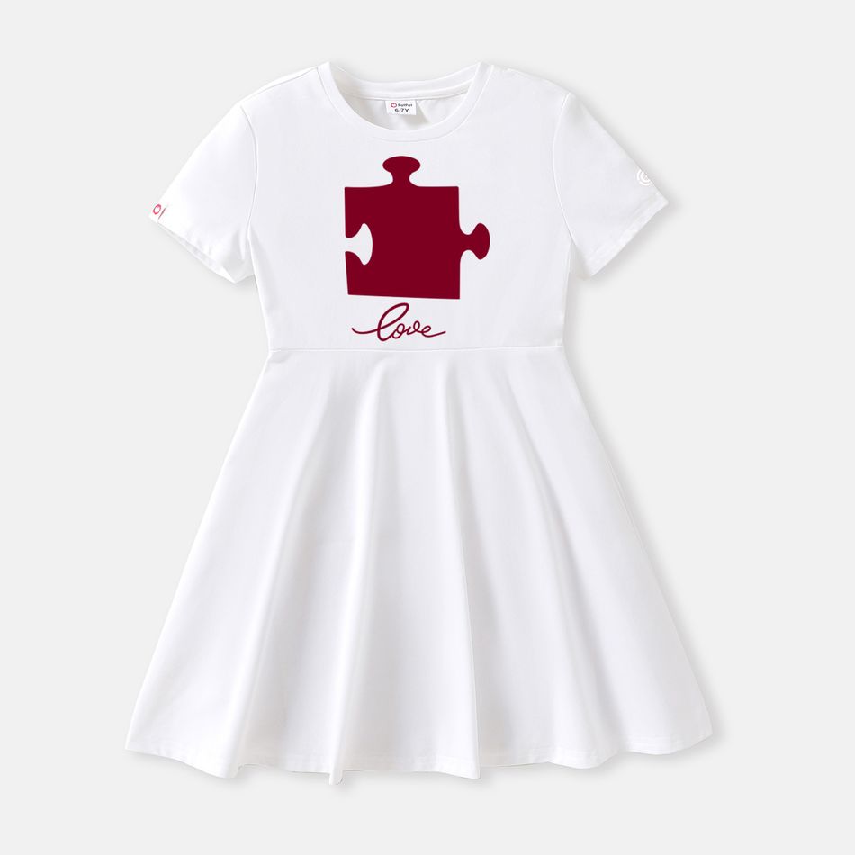 Go-Neat Water Repellent and Stain Resistant Mommy and Me Matching Love Heart & Letter Print Short-sleeve Tee White big image 3