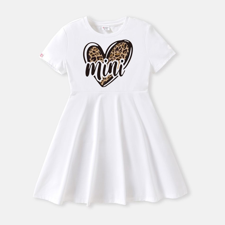 Go-Neat Water Repellent and Stain Resistant Mommy and Me Leopard Heart & Letter Print White Short-sleeve Tee White big image 3