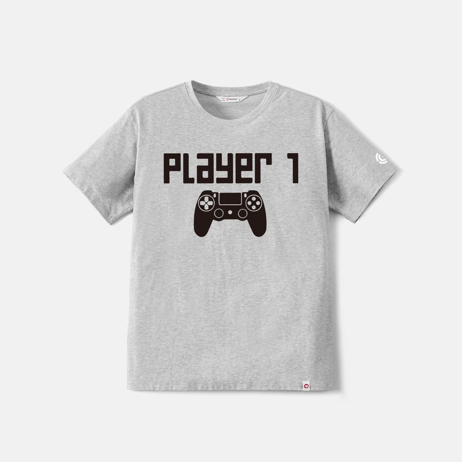Go-Neat Water Repellent and Stain Resistant Family Matching Gamepad & Letter Print Short-sleeve Tee Color block big image 2