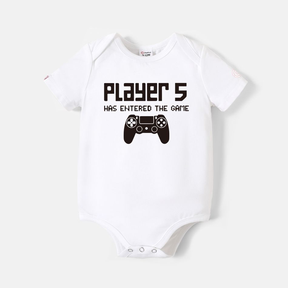 Go-Neat Water Repellent and Stain Resistant Family Matching Gamepad & Letter Print Short-sleeve Tee Color block big image 7