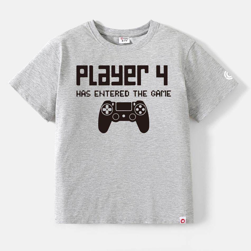 Go-Neat Water Repellent and Stain Resistant Family Matching Gamepad & Letter Print Short-sleeve Tee Color block big image 6