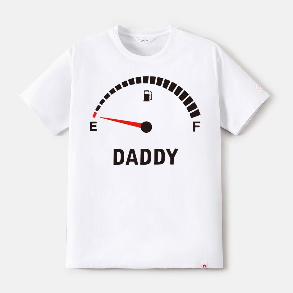 Go-Neat Water Repellent and Stain Resistant Family Matching Fuel Gauge & Letter Print Short-sleeve Tee White big image 2