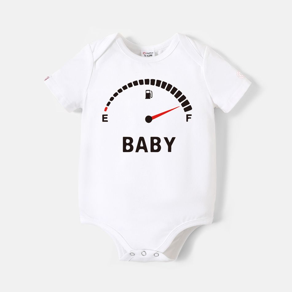 Go-Neat Water Repellent and Stain Resistant Family Matching Fuel Gauge & Letter Print Short-sleeve Tee White big image 5