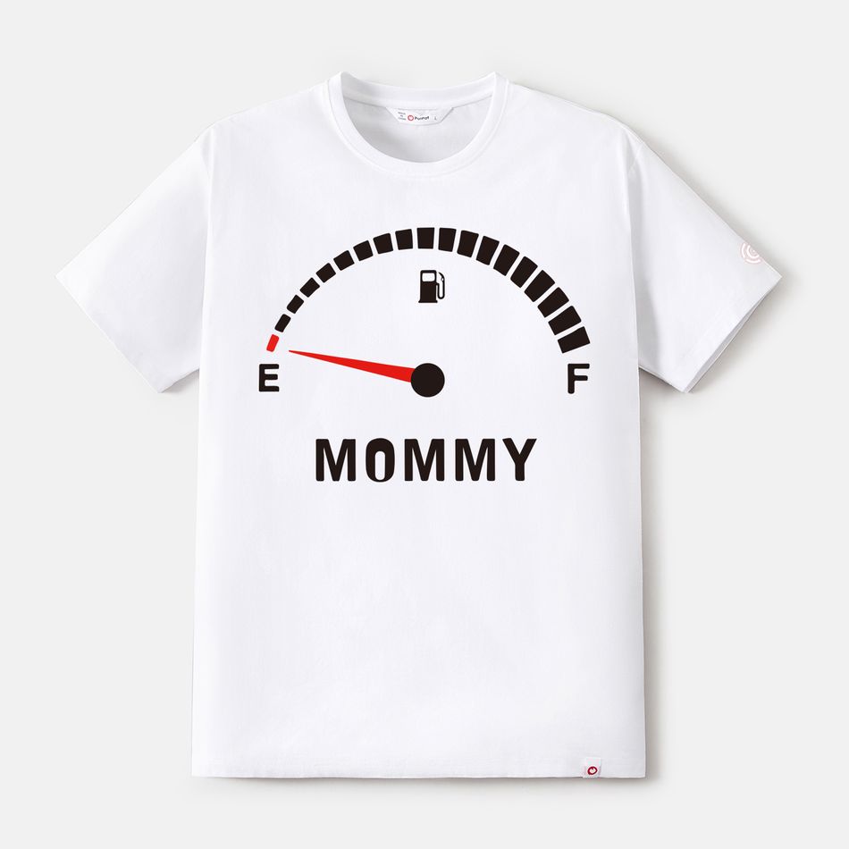 Go-Neat Water Repellent and Stain Resistant Family Matching Fuel Gauge & Letter Print Short-sleeve Tee White big image 4