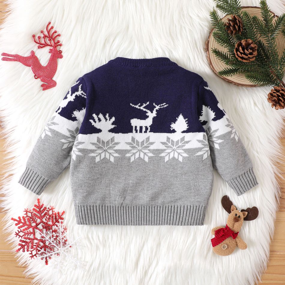 Natale Neonato Unisex Cuciture in tessuto Casual Manica lunga Maglione Grigio big image 3