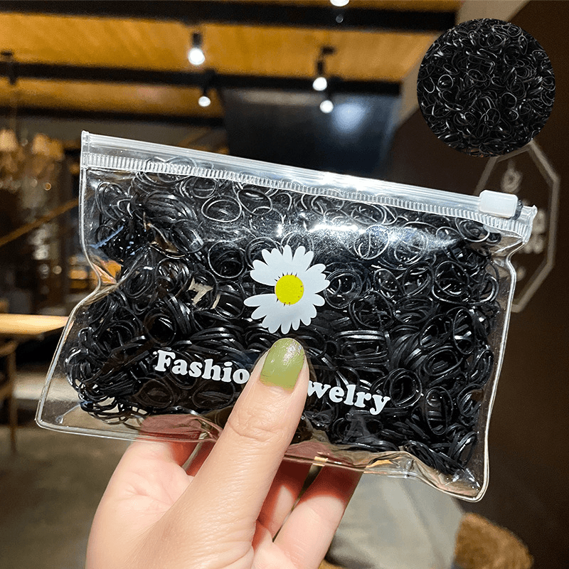 1000 PCS/Pack Multicolor Hair Ties for Girls (Random inner bag) Black