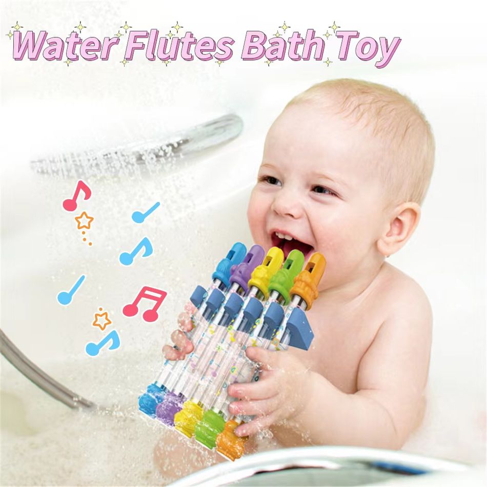 5pcs/set Water Flutes Music Song Sheets Instruments Kids Fun Bath Toy Ocean Water Flutes Multi-color big image 6