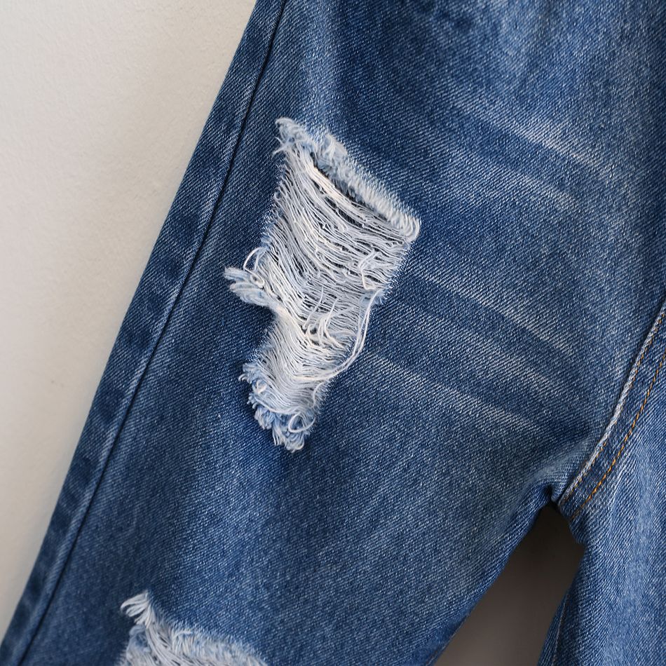 Kid Boy Casual Cotton Elasticized Ripped Denim Jeans DENIMBLUE big image 2