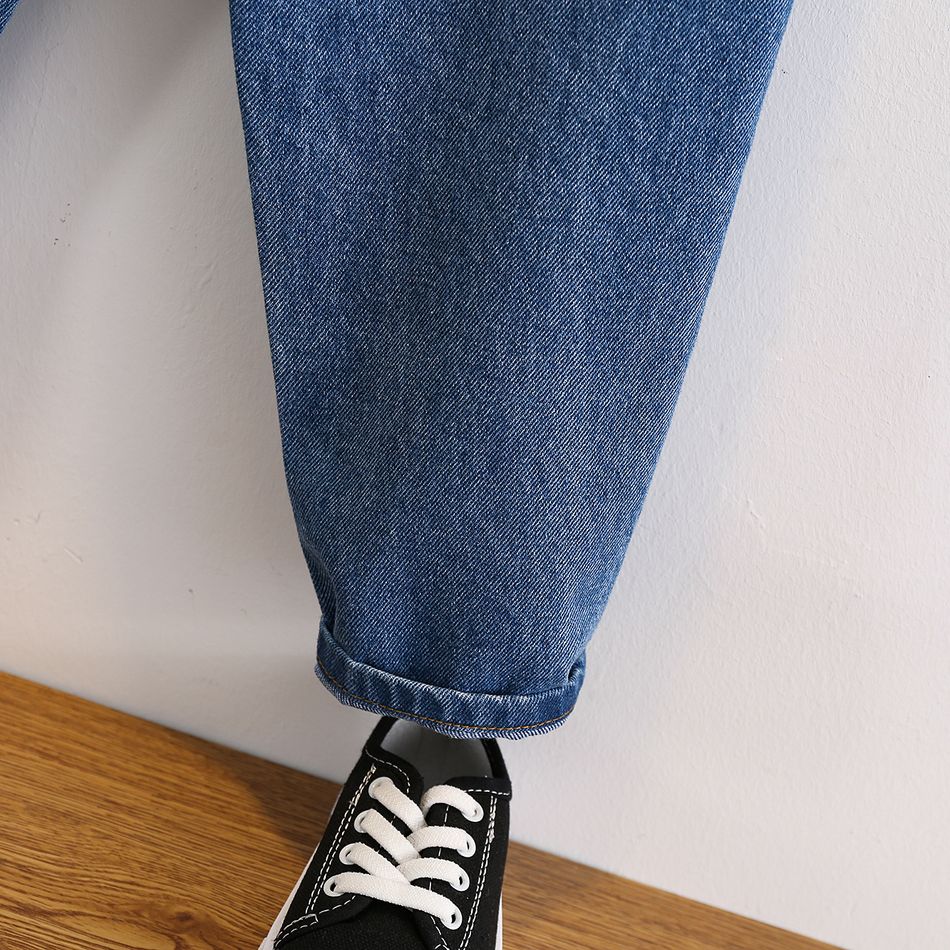 Kid Boy Casual Cotton Elasticized Ripped Denim Jeans DENIMBLUE big image 3