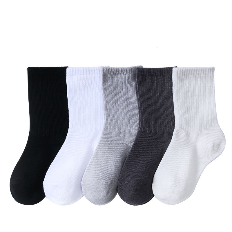 5-pairs Baby / Toddler / Kid Minimalist Plain Socks Color-A