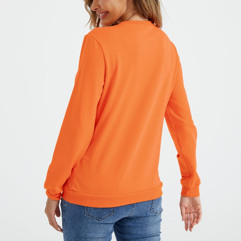 Maternity Halloween Pumpkin Graphic Long-sleeve Pullover Sweatshirt Orange big image 6