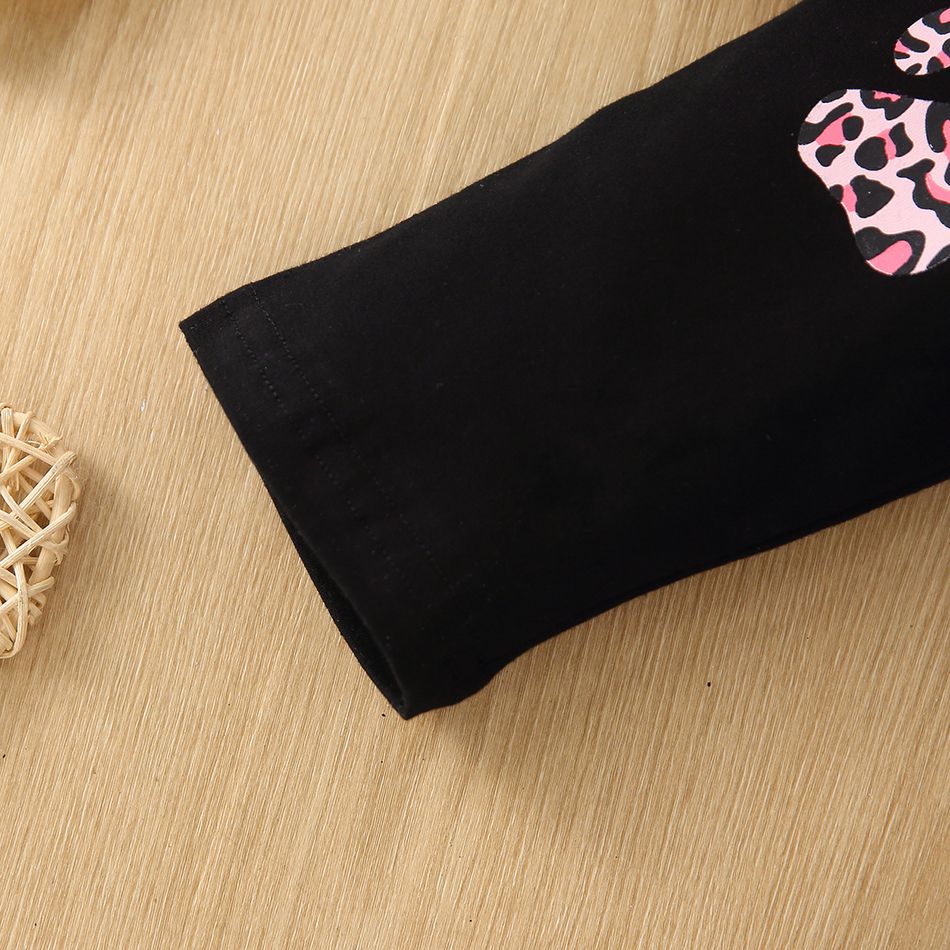2pcs Kid Girl Cat Kitty Print Pink Sweatshirt and Paw Print Leggings Set Pink big image 5