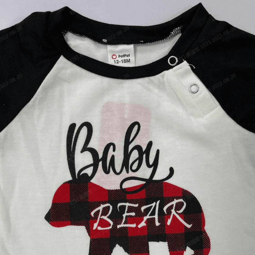 Plaid Bear Family Matching Pajamas Sets(Flame Resistant) Black/White/Red big image 12